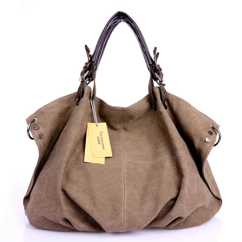Damska Torebka Canvas – Shopper na Ramię i Crossbody z Regulowanym Paskiem