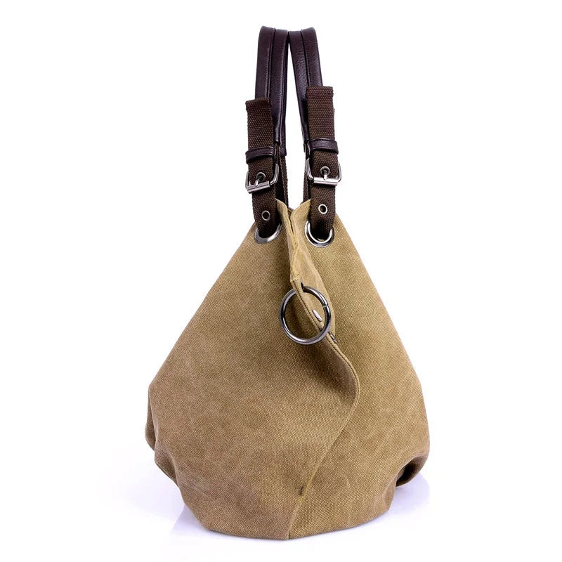 Damska Torebka Canvas – Shopper na Ramię i Crossbody z Regulowanym Paskiem