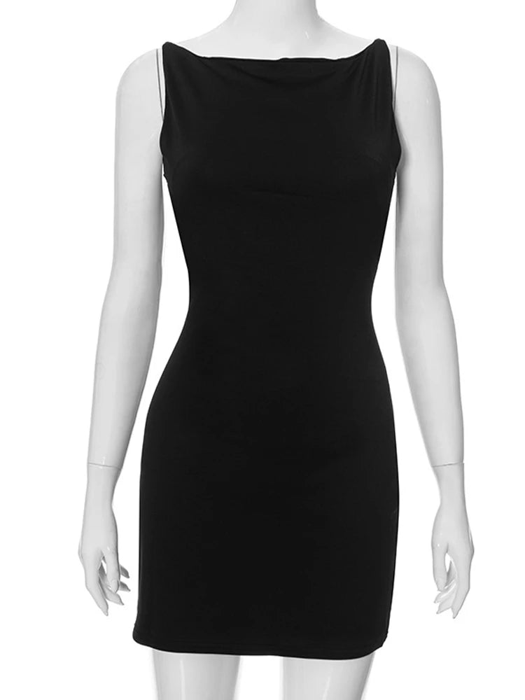 Elegancka Sukienka Mini Bez Rękawów – Dopasowany Fason