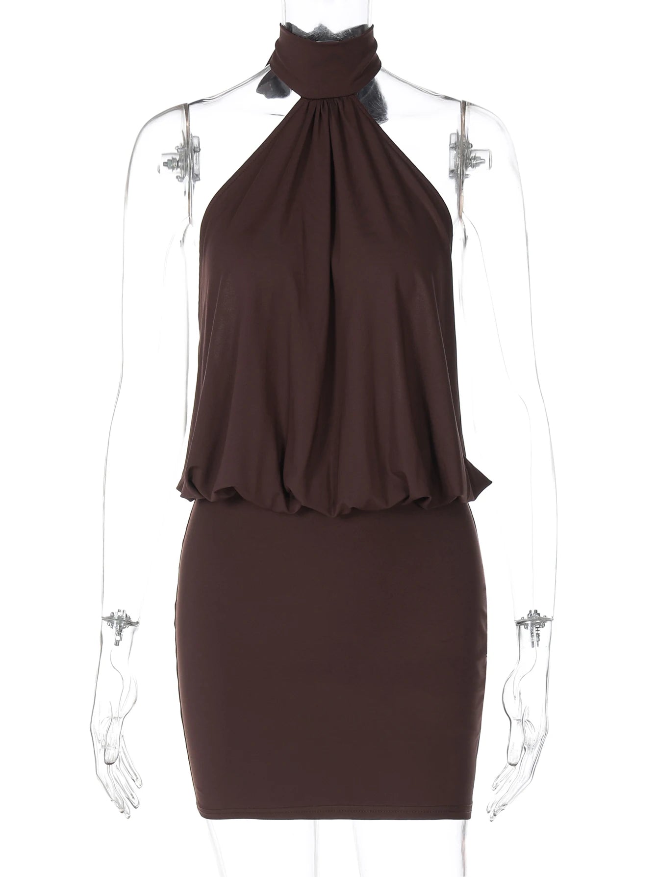 Elegancka Sukienka Mini z Wiązaniem na Szyi i Odkrytymi Plecami