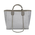 Duża Damska Torebka Canvas – Shopper na Ramię i Crossbody z Łańcuszkiem
