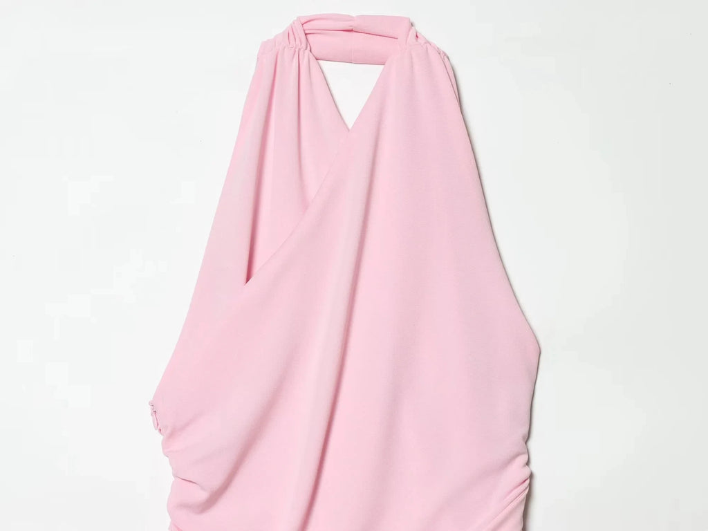 Elegancka Sukienka Mini z Wiązaniem na Szyi i Odkrytymi Plecami